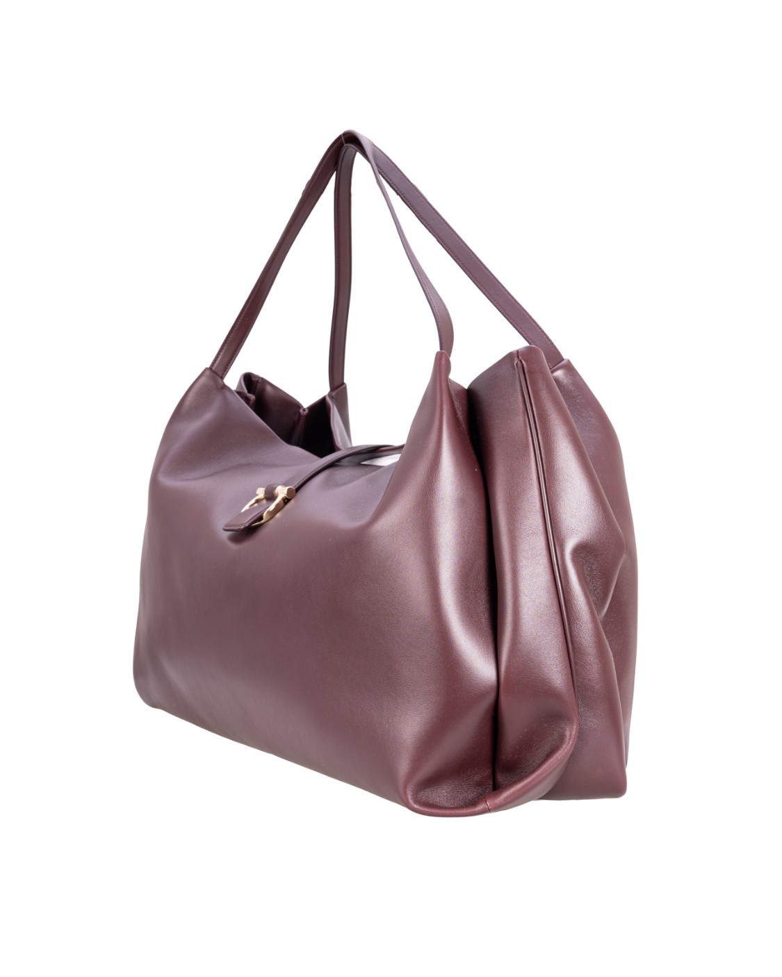 shop SALVATORE FERRAGAMO  Borsa: Salvatore Ferragamo tote bag (L).
Presenta un gioco di pieghe e soffietti laterali che evocano nelle linee la forma del giglio, simbolo della città di Firenze. 
Il Gancini parzialmente ricoperto sulla chiusura a ponte aggiunge una nota personalizzata ed elegante. 
L'interno è foderato on tone e completato da tasca zippata. 
Fondo morbido per una silhouette da adattare al corpo.
Luce tracolla: 18 cm.
Dimensioni: Altezza 39.0 CM  Lunghezza 52.0 CM  Profondità 18.0 CM.
Composizione: vitello.
Made in Italy.. 219805 TOTE L-777342 number 613105